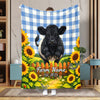 Uni Sunflower Baby Cow Personalized Farm Blanket (10 Cattle Breeds)