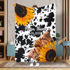 Uni Personalized Sunflowers & Cattle – Personalized Farmhouse Blanket (10 Cattle Breeds)
