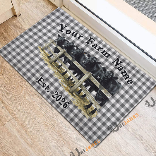 Uni Personalized Farm Fence Black Angus Doormat