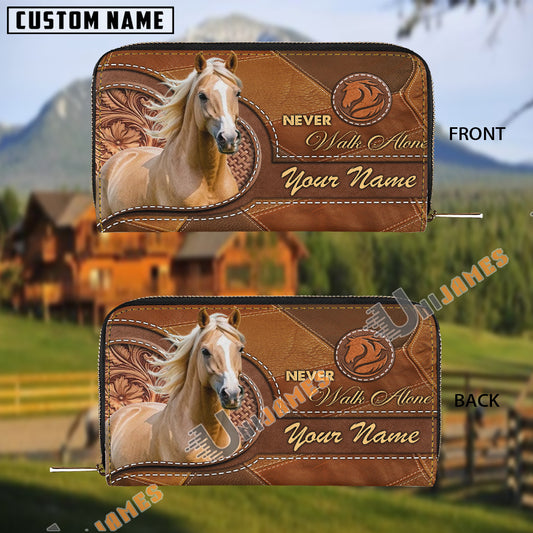 Uni Palomino Never Walk Alone Custom Name 3D Leather Clutch