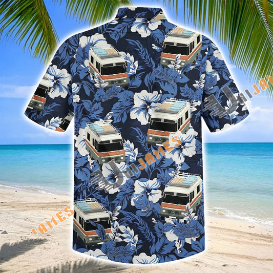 Unijames Mercedes Camper Van Tropical Camping Hawaiian Shirt