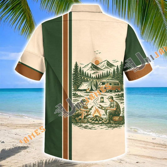 Unijames Personalized Father Son Camping Bonfire Hawaiian Shirt