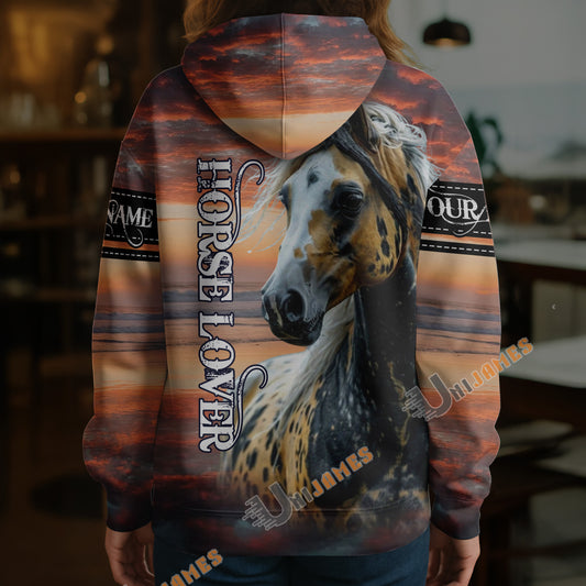 Uni Sunset Appaloosa  Personalized Horse 3D Hoodie