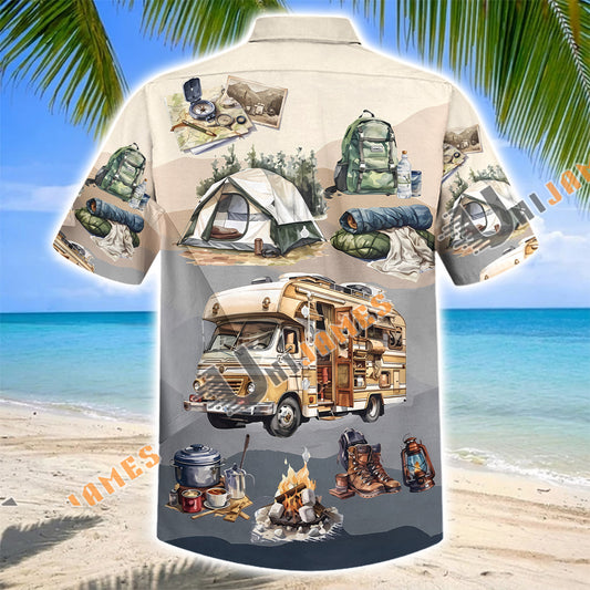 Unijames RV Camper Camping Gear Essentials Hawaiian Shirt