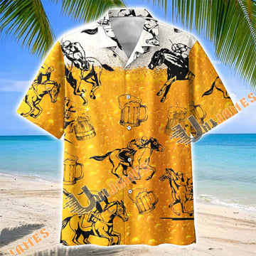 Unijames Horse Racing Beer Lover Funny Hawaiian Shirt