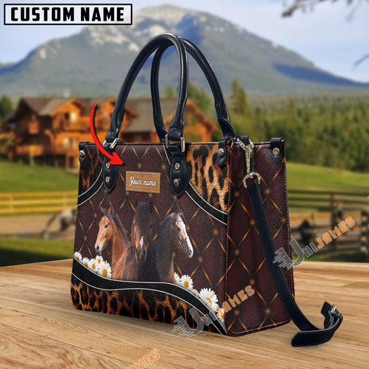 Unijames Hackney Happiness Sunflower Custom Name 3D Leather Handbag