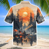 Unijames Fishing Camping Sunset Forest Lake Hawaiian Shirt