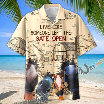 Unijames Open Gate Cowboy Horse Hawaiian Shirt