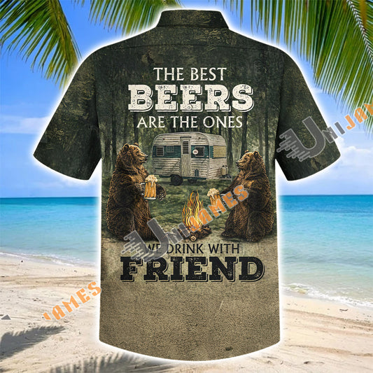 Unijames The Best Beers We Drink With Friend Bear Camping Hawaiian Shirt