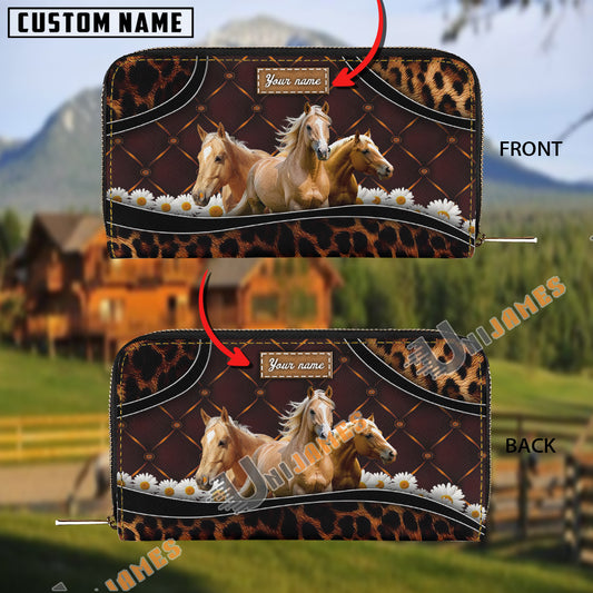 Uni Palomino Happiness Sunflower Custom Name 3D Leather Clutch