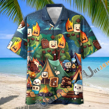Unijames Cute Smores Camping Night Hawaiian Shirt