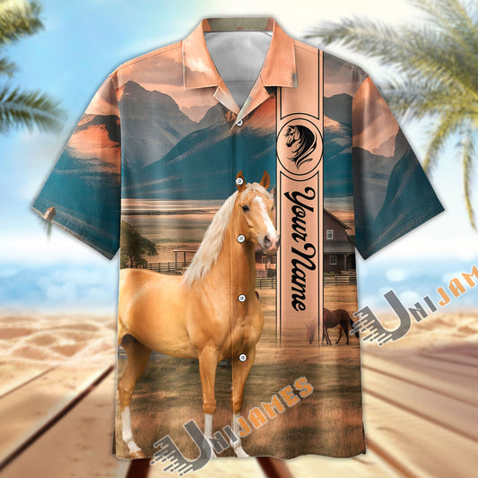 Unijames Personalized Palomino Horse Farm Hawaiian Shirt