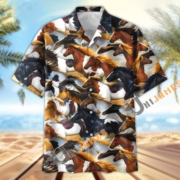 Unijames Wild Horse Herd Running Pattern Hawaiian Shirt