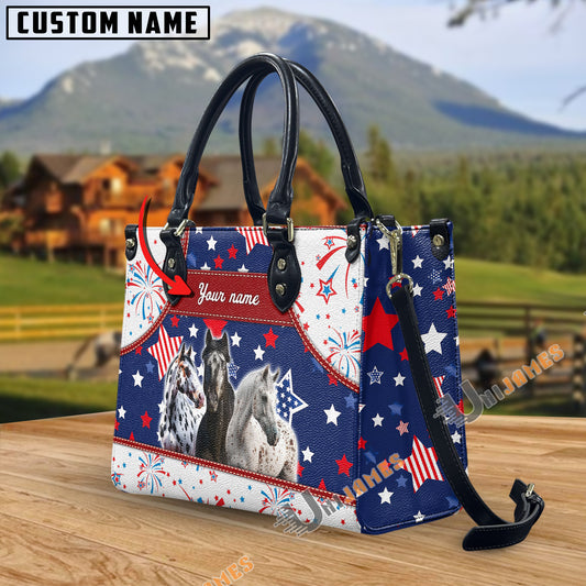 Unijames Appaloosa America Lover Custom Name 3D Leather Handbag