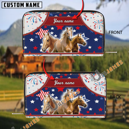 Uni Palomino America Lover Custom Name 3D Leather Clutch