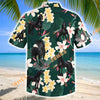 Unijames Friesian Horse Tropical Floral Green Hawaiian Shirt