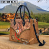 Unijames American Quarter Horse Center Zip Pattern Custom Name 3D Leather Handbag