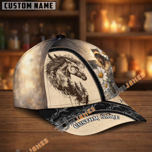Unijames Jesus Cross & Wild Horse Rustic Beige Cap
