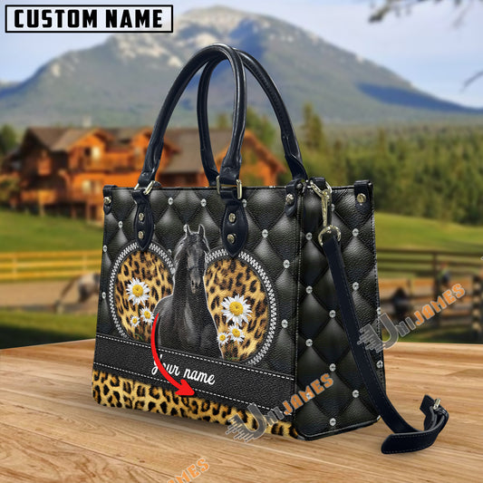 Unijames Friesian Leather Heart Pattern Custom Name 3D Leather Handbag