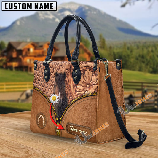Unijames Hackney Center Zip Pattern Custom Name 3D Leather Handbag