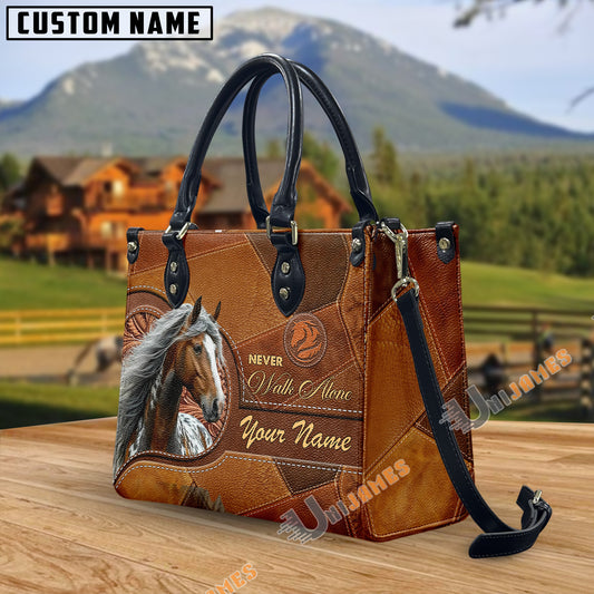 Unijames Appaloosa Never Walk Alone Custom Name 3D Leather Handbag