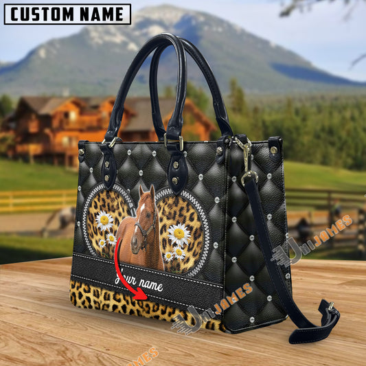 Unijames Thoroughbred Leather Heart Pattern Custom Name 3D Leather Handbag