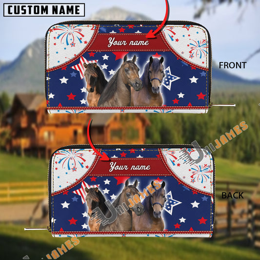 Uni Morgan America Lover Custom Name 3D Leather Clutch