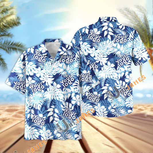 UniJames Custom Logo, Farm Name Blue Summer Hawaiian Shirt