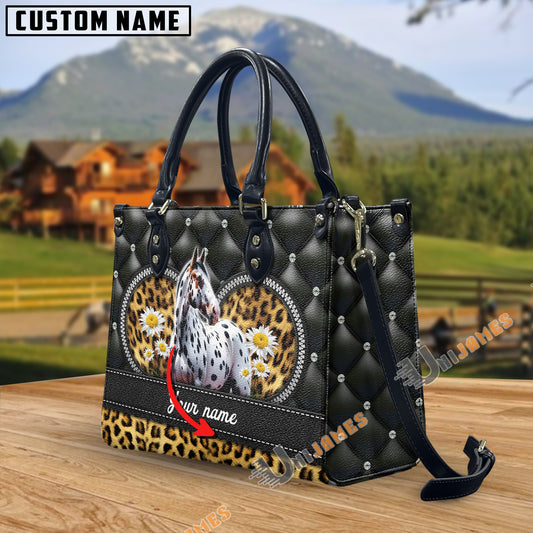 Unijames Appaloosa Leather Heart Pattern Custom Name 3D Leather Handbag