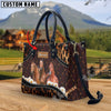 Unijames American Quarter Horse Happiness Sunflower Custom Name 3D Leather Handbag