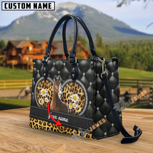 Unijames Warmblood Leather Heart Pattern Custom Name 3D Leather Handbag