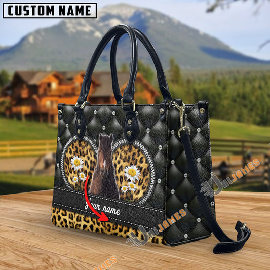 Unijames Hackney Leather Heart Pattern Custom Name 3D Leather Handbag