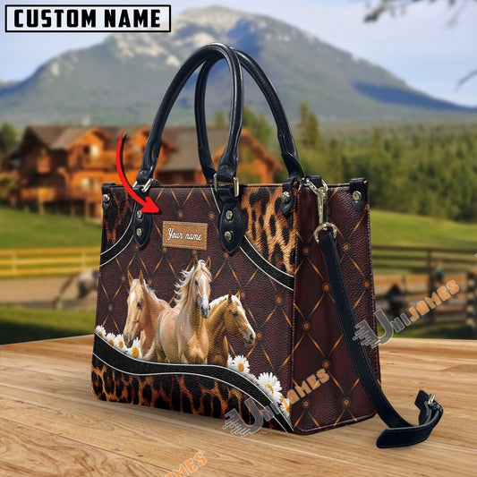 Unijames Palomino Happiness Sunflower Custom Name 3D Leather Handbag