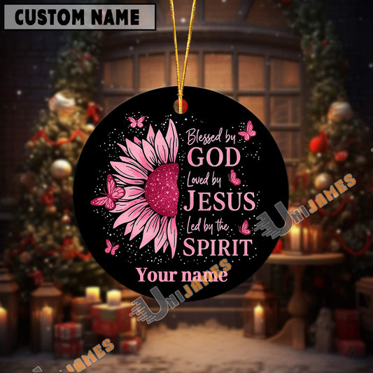 UniJames Personalized Blessed by God Sunflower & Butterfly Christian Acrylic Ornament