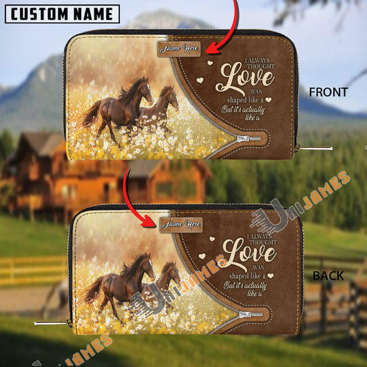 Uni Horses I Always Thought Love Personalized Leather Clutch