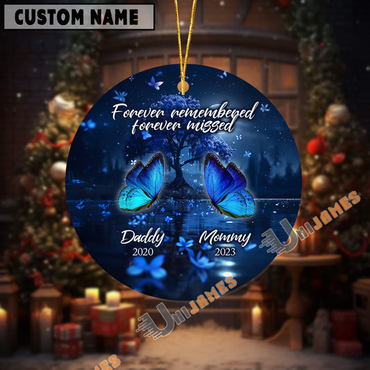UniJames Personalized Forever Remembered Blue Butterfly Memorial Acrylic Ornament