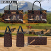 Unijames Morgan Happiness Sunflower Custom Name 3D Leather Handbag