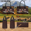 Unijames Warmblood Happiness Sunflower Custom Name 3D Leather Handbag
