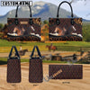 Unijames Hackney Happiness Sunflower Custom Name 3D Leather Handbag
