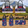 Unijames Friesian America Lover Custom Name 3D Leather Handbag