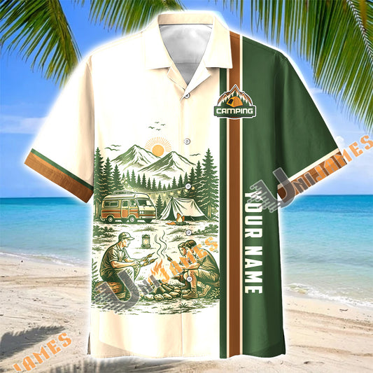 Unijames Personalized Father Son Camping Bonfire Hawaiian Shirt
