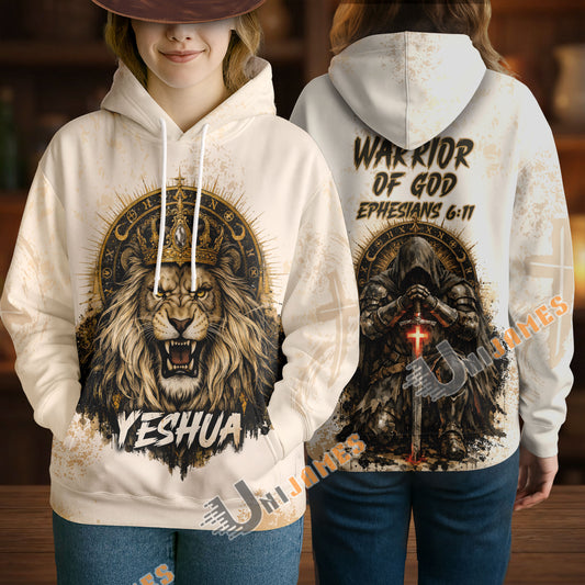 Unijames Yeshua Warrior Faith 3D All-Over Print Hoodie – Ephesians 6:11