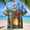 Unijames Bigfoot And Alien Camping Bonfire Hawaiian Shirt