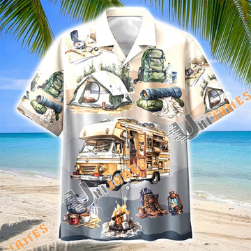 Unijames RV Camper Camping Gear Essentials Hawaiian Shirt