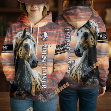 Uni Sunset Appaloosa  Personalized Horse 3D Hoodie
