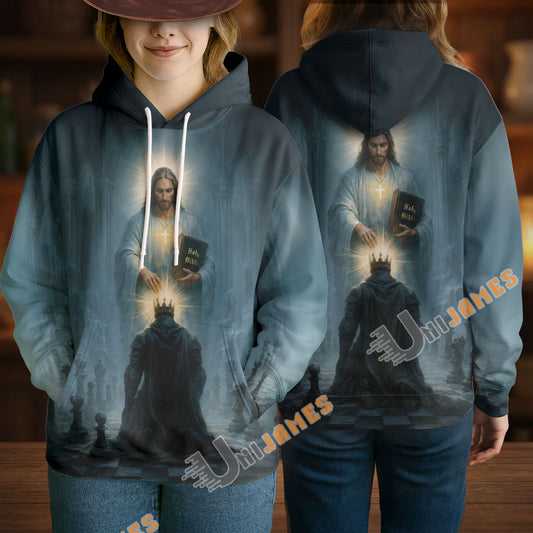 Unijames The King Kneels Before God 3D All-Over Print Hoodie