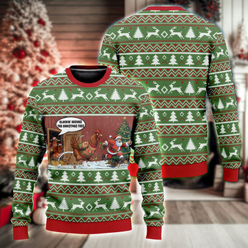 Unijames Cluckin’ Around the Christmas Tree Ugly Christmas Sweater