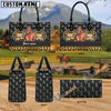 Unijames American Quarter Horse Leather Heart Pattern Custom Name 3D Leather Handbag