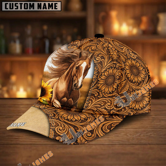 Unijames Sunflower Horse Cap – Western Tooled Leather Floral Hat