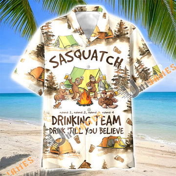 Unijames Personalized Sasquatch Drinking Team Camping Hawaiian Shirt